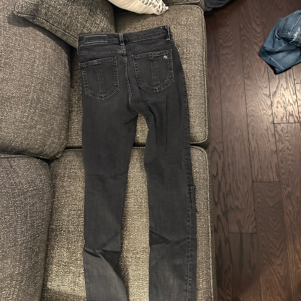 RAG AND BONE BLACK RIPPED SKINNY JEANS
